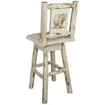 thumbnail image 2 of Montana Collection Barstool w/ Back & Swivel w/ Laser Engraved Bear Design, Clear Lacquer Finish, 2 of 8