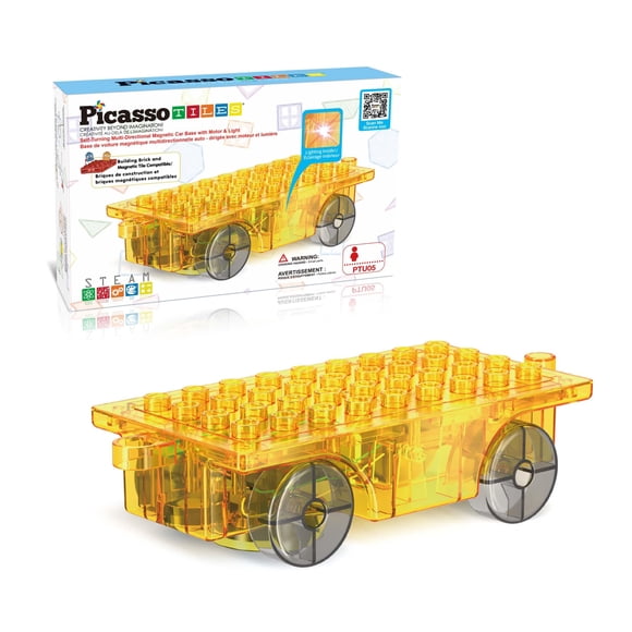 Toy PicassoTiles con azulejos magnéticos para automóviles, camión base motorizado, más de 3 años