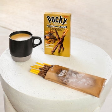 Pocky Almond Crush Chocolate Biscuit Sticks, Japanese Snack Treat, Crunchy Almond Coated Sticks, 10 Count,( 1.45 oz Each)