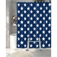 thumbnail image 3 of Split Shower Curtain for Transfer Bench, 4th of July Fabric Shower Curtains for Bathroom, Independence Day Patriotic White Star Blue Tub Sliding Transfer Bench Waterproof Bath Curtains 72"x78", 3 of 9