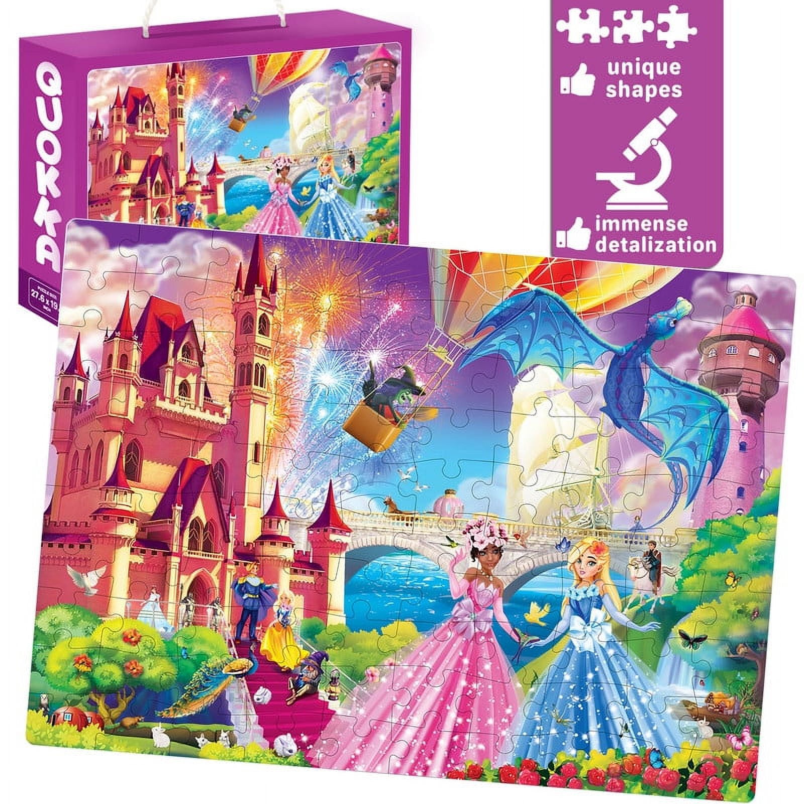 Quokka Jumbo Floor Puzzles Set - 100 Pieces - Unicorns and Animals - Ages 3-10