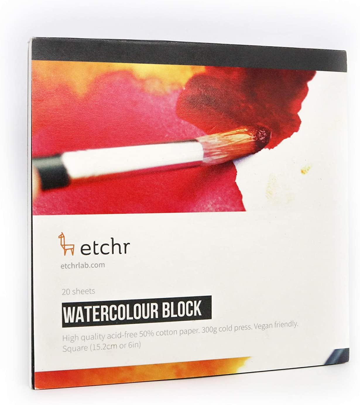 ETCHR Watercolor Paper Block 6x6 in Professional Cotton Watercolor