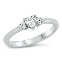 CHOOSE YOUR COLOR White CZ Elegant Love Promise Heart Ring .925 Sterling Silver Band Female Size 4