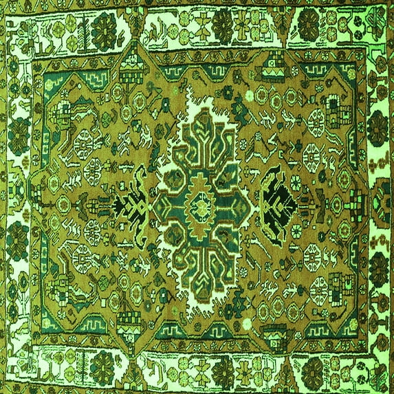 Ahgly Company Indoor Square Persian Green Traditional Area Rugs, 4' Square