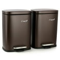 thumbnail image 3 of Elama 3 Piece 30 Liter and 5 Liter Stainless Steel Step Trash Bin Combo Set with Slow Close Mechanism in Matte Bronze, 3 of 5