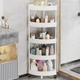 thumbnail image 2 of Nmdmisc Rustproof 5 Tier Floor Standing Corner Shower Caddy Organizer,Plastic Splicing Floor Corner Shelf Rack with Rolling Wheels & Drainage Holes for Bathroom, White, 2 of 8