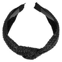 Unique Bargains 1 Pcs Straw Knotted Headband Fashion Hairband for Woman Non Slip Black