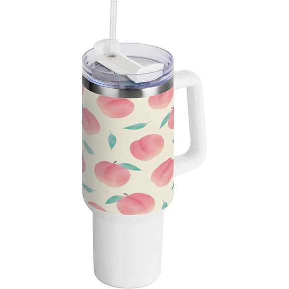 SKYSONIC 40oz Pink Peach Tumbler With Lid And Straw Travel Coffee Mug Stainless Steel Insulated Thermal Tumblers Cup