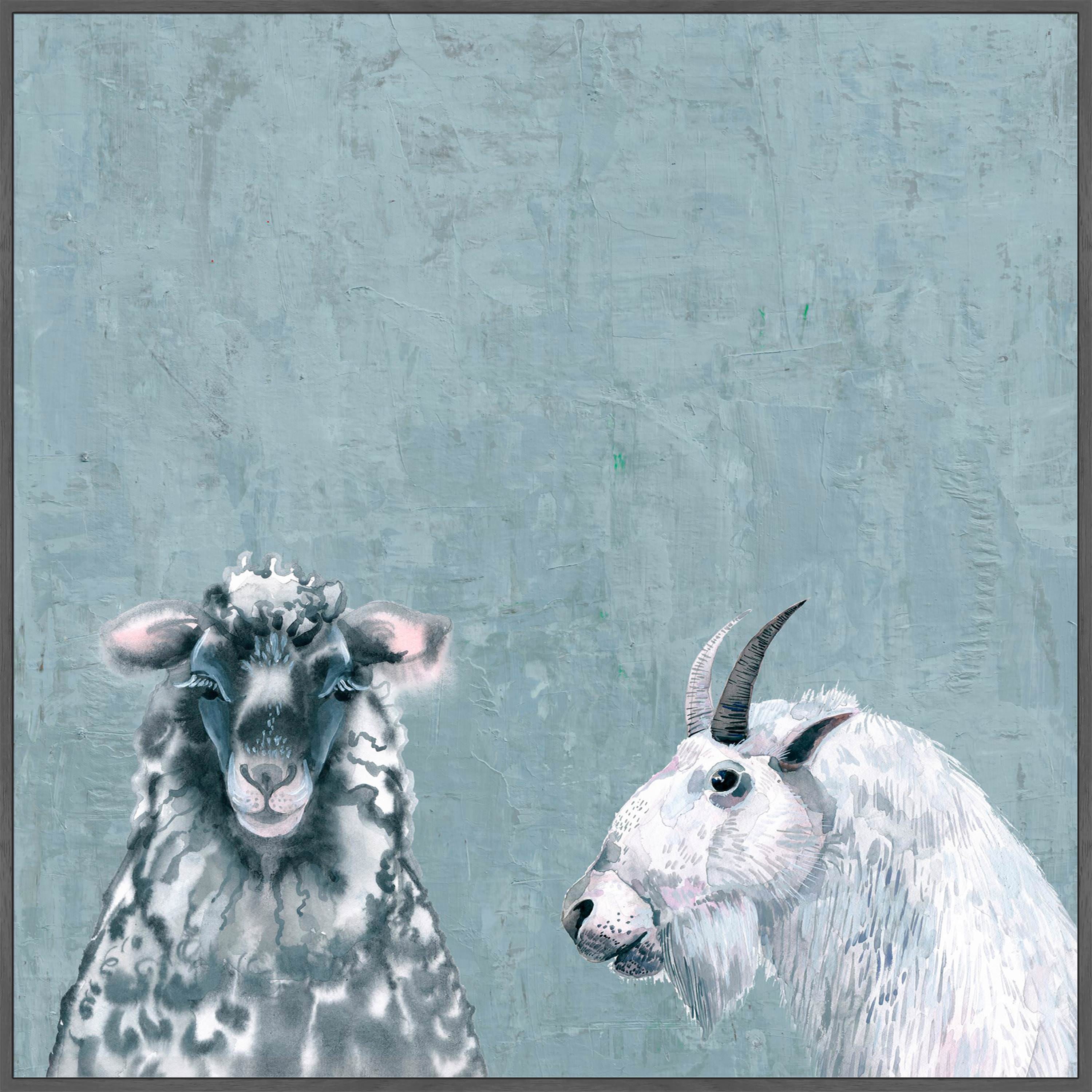 Black and White in Blue Floater Framed Painting Print on Canvas