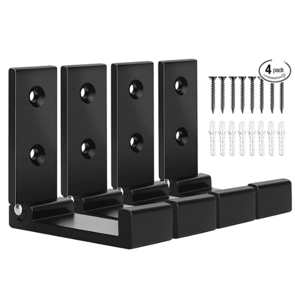 Folding Coat Hooks 4pcs Foldable Hook Wall Mounted for Hanging Coat, Jacket, Towel Heavy Duty Wall Hooks Aluminum Alloy Fold up Hooks Headphones Holder Bearing Load 33lb (Black)