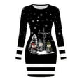thumbnail image 4 of Women Christmas Outfit Women's Snowman Snowflake Print Slim Fit Casual Dress with Round Neck and Long Sleeves for Everyday Comfort Black S, 4 of 4