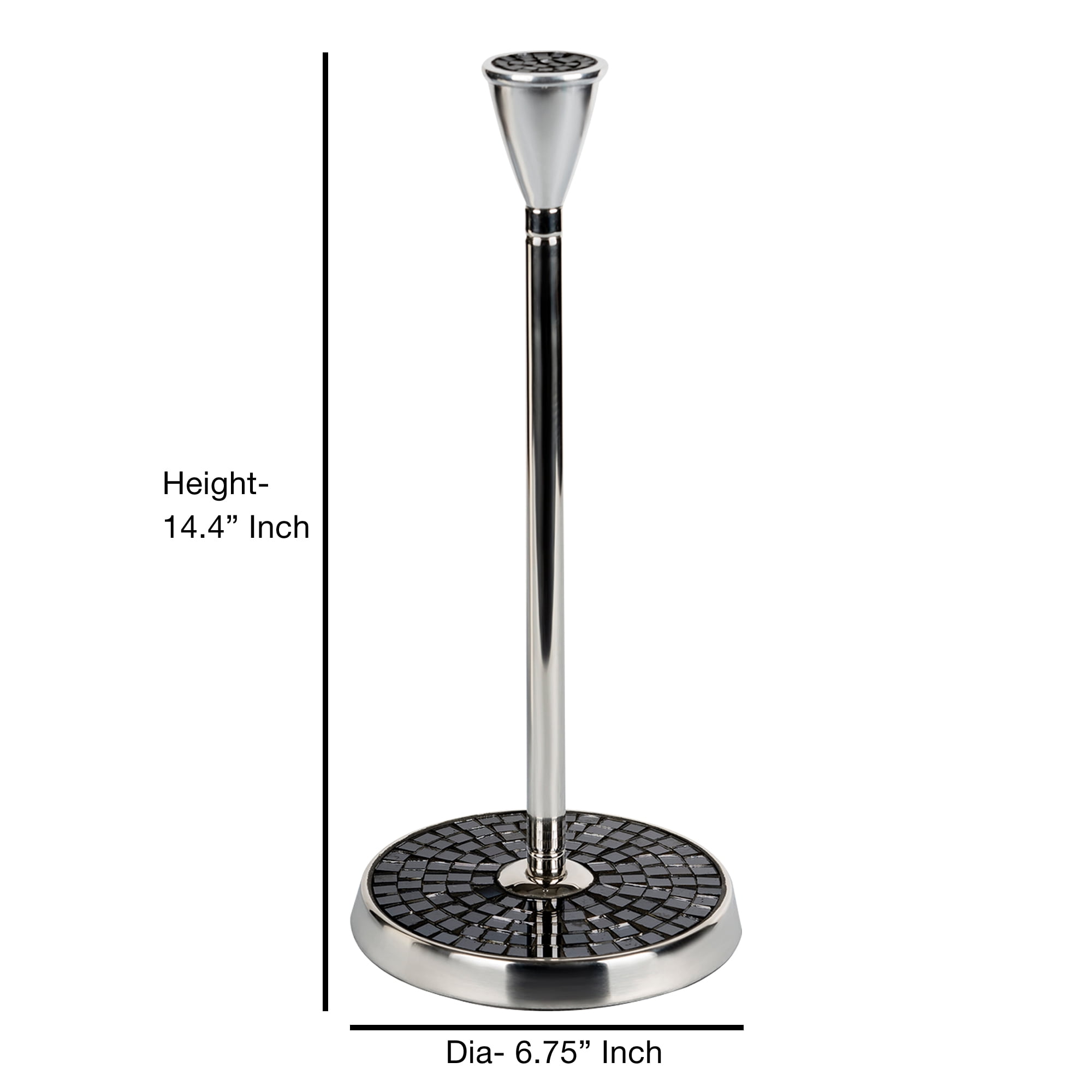 nu steel Black Mosaic Kitchen Stainless Steel Paper Towel Holder-Weighted Base for Standard Paper Towel Rolls