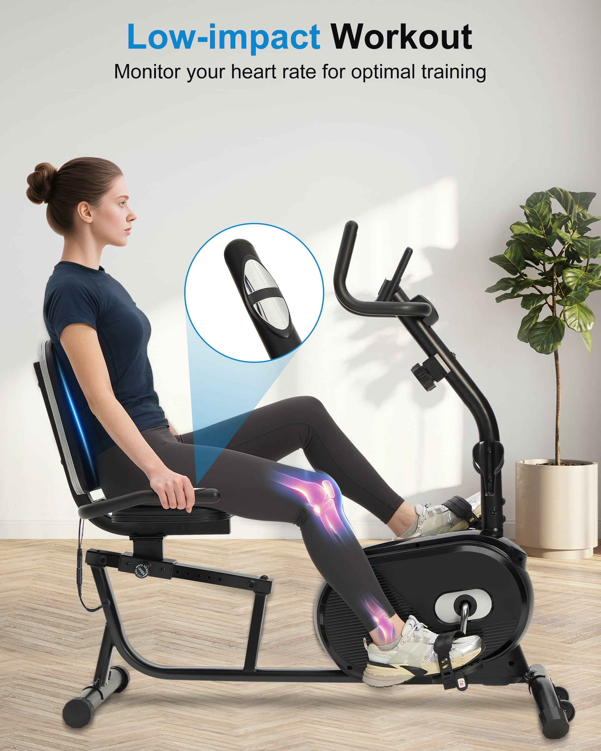 ECHANFIT Recumbent Exercise Bike for Home with Smart Workout App, 380 lb Capacity, 16-Level Resistance