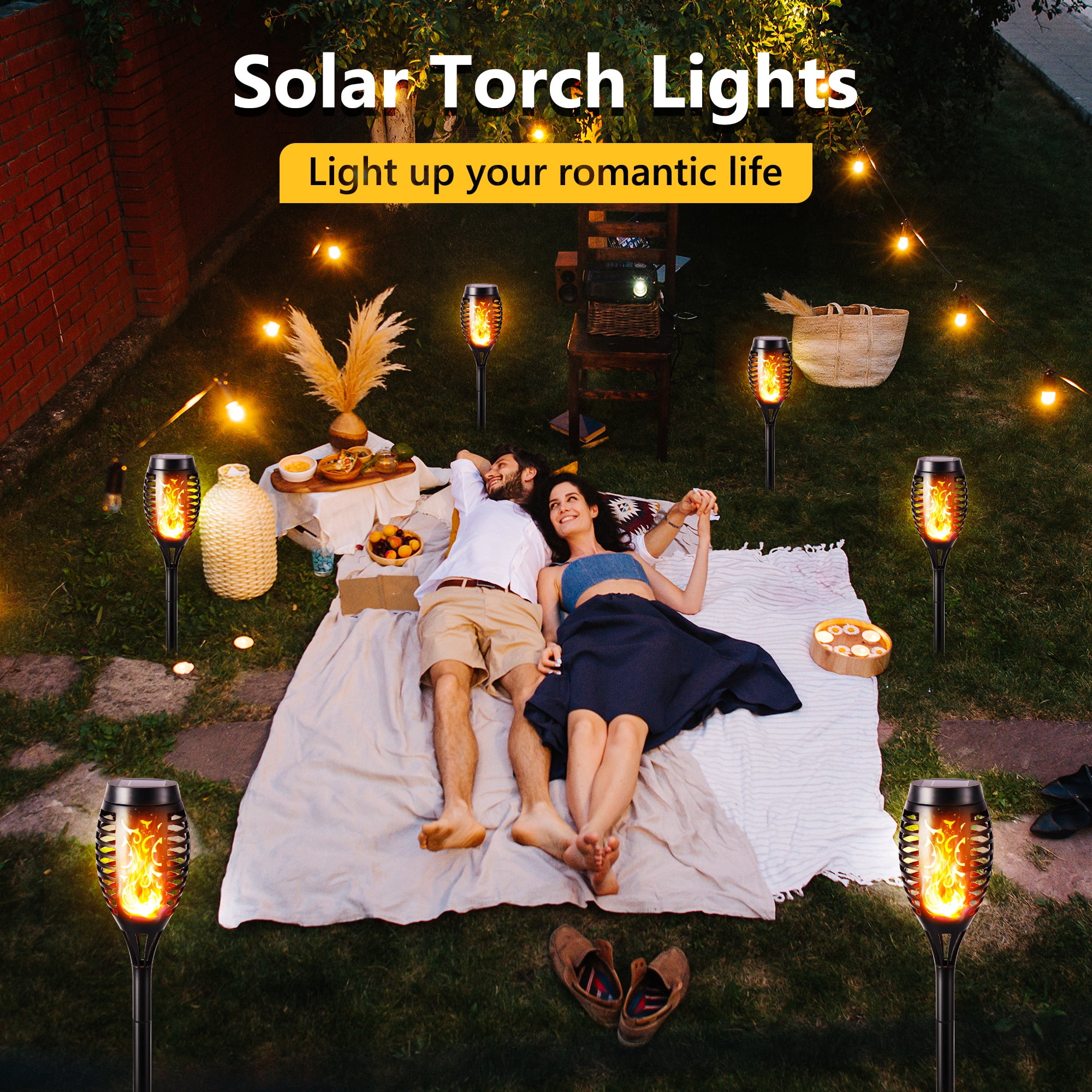 BOPORO Solar Lights Outdoor Decoration with Flickering Flame, 6 Pack LED Solar Torch Lamps for Garden, Pathway, Patio, Lawn, Walkway, Yard Decor