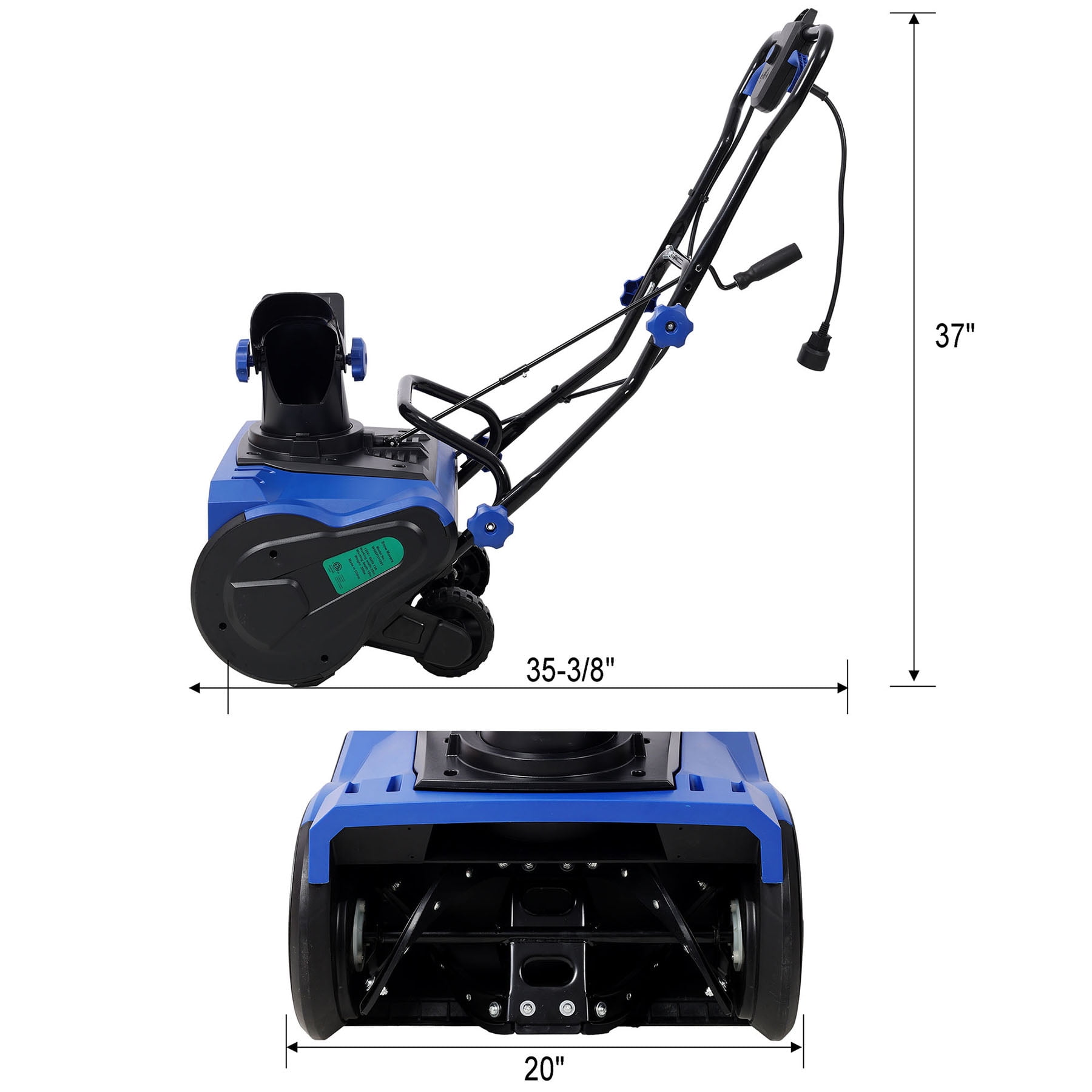 S-HOME 20" Corded Electric Snow Thrower With 15 Amp Motor And 30FT Throwing Distance For Efficient Winter Clearing