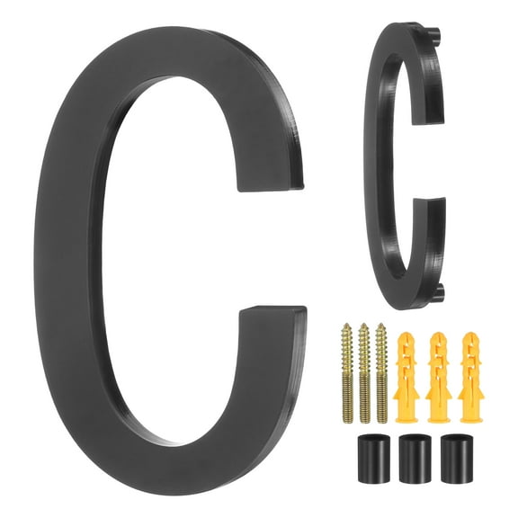 Uxcell 5" Acrylic Modern Floating House Letters for Outside Address(Letter C, Black)