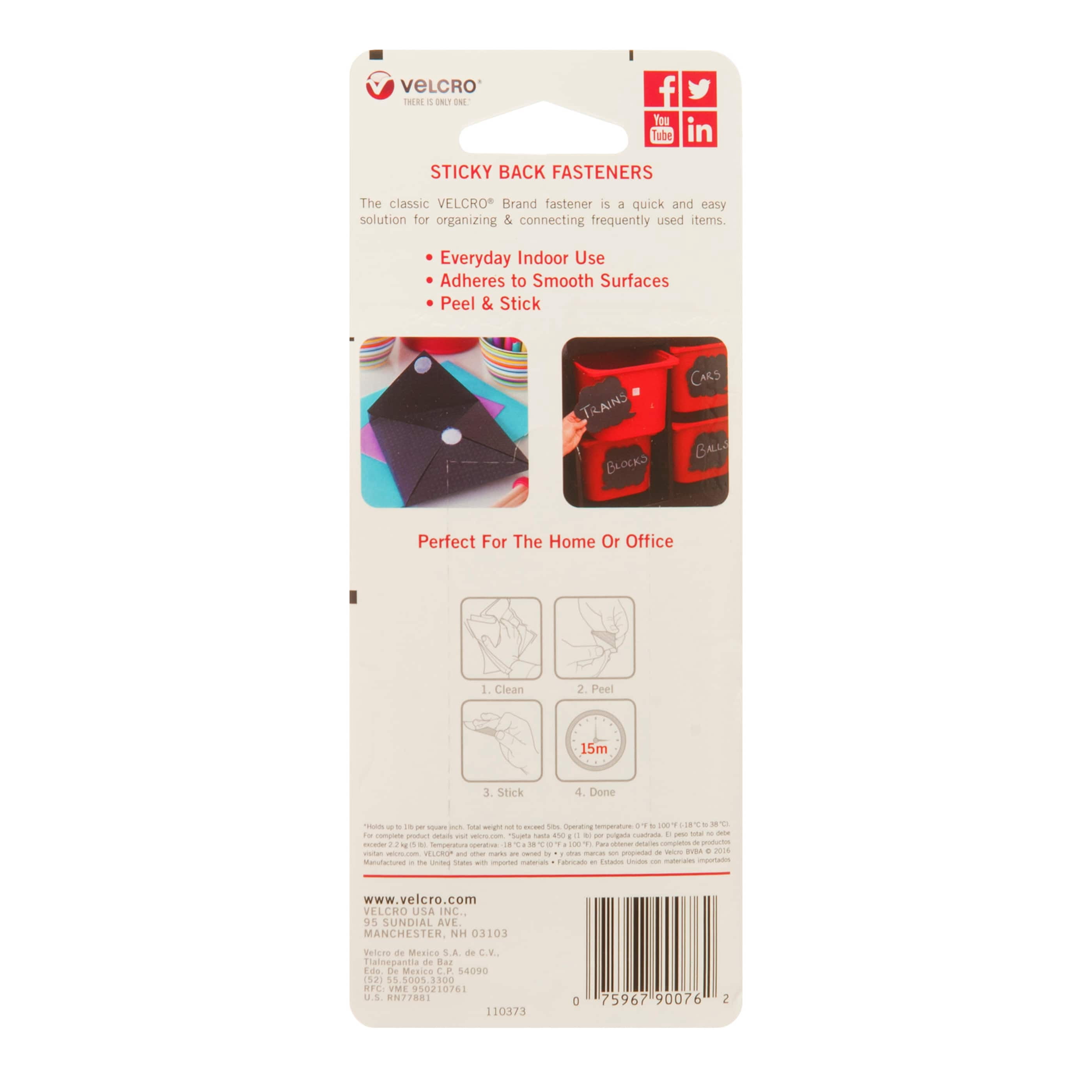 VELCRO Brand Sticky Back White Strips, 12 Packs: 4 ct. (48 total)