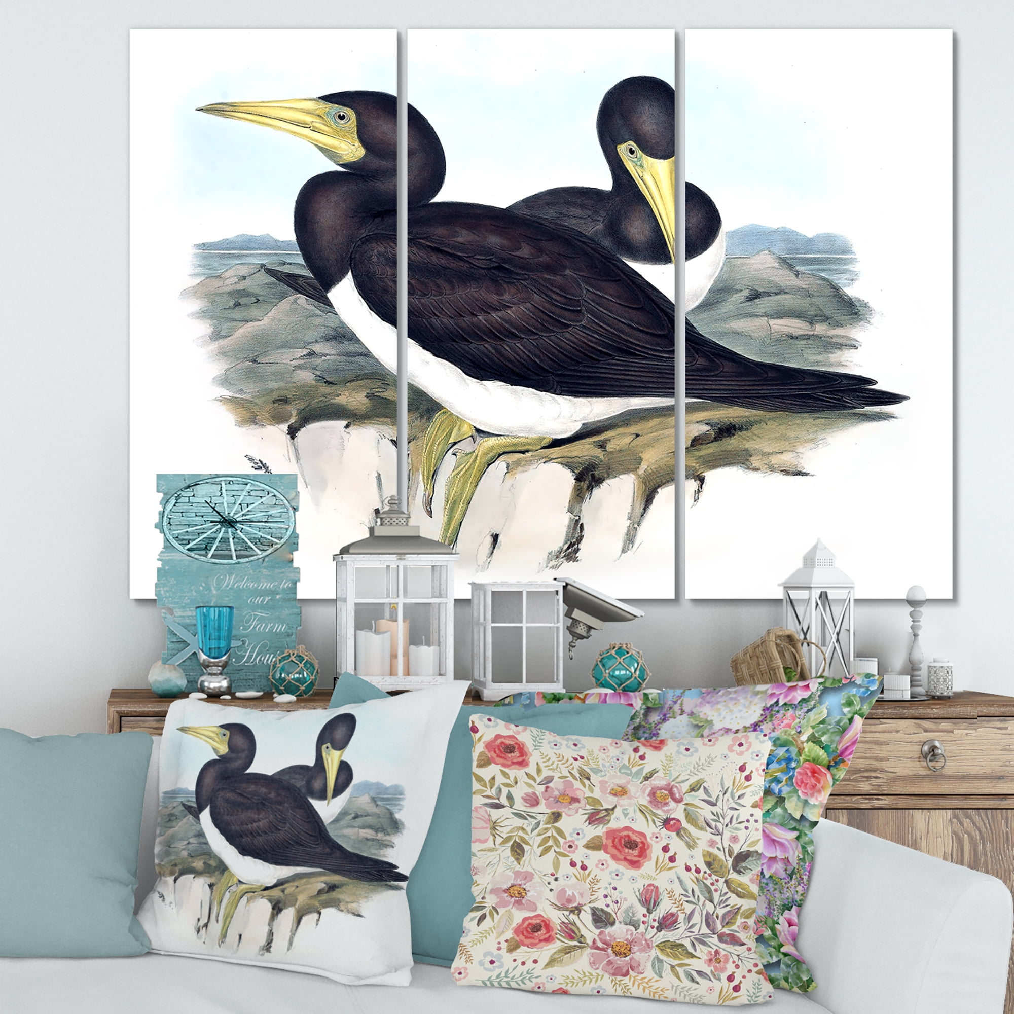 Designart ' Ancient Australian Birds XII ' Traditional Canvas Wall Art Print