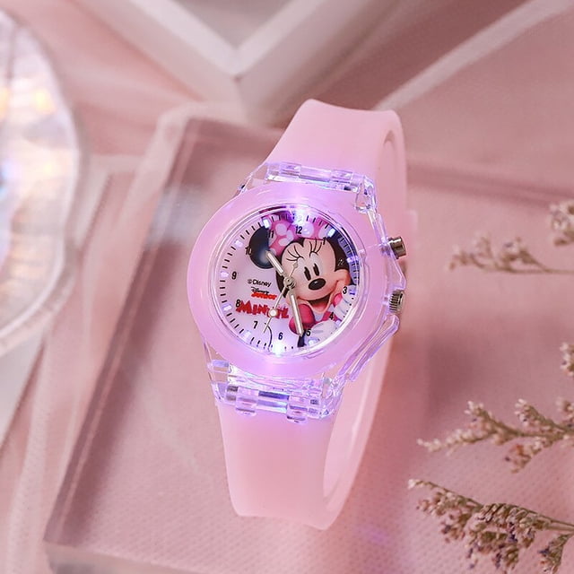 Disney Frozen Princess LED Glowing Watch, figuras de juguetes para niños, reloj de dibujos animados para niños y niñas, juguetes de navidad, regalos, nuevo