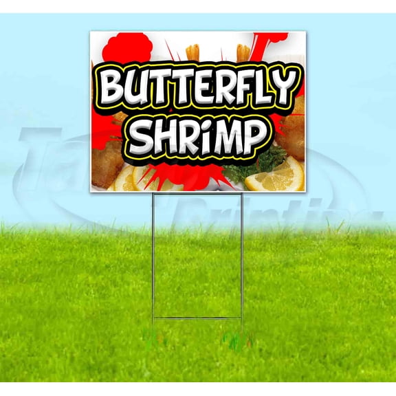 Butterfly Shrimp Red Splat (18" x 24") Yard Sign, Includes Metal Step Stake