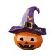 thumbnail image 2 of Estatua de cabeza de calabaza con sombrero de bruja, escultura de resina para fiestas al aire libre y jardín. Violeta Derecha, 2 of 9