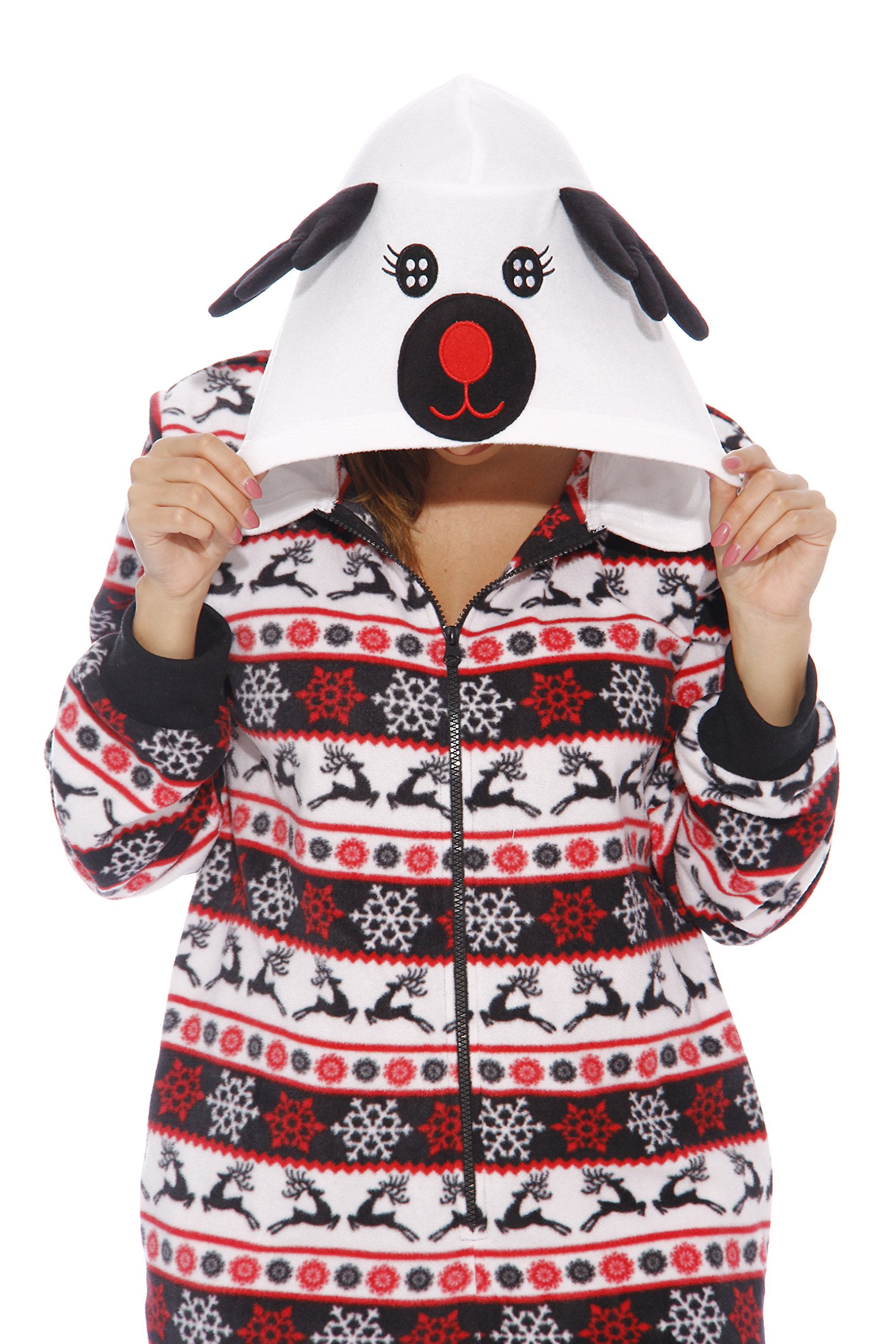 Just Love Womens One Piece Reindeer Snow Adult Onesie Faux Sherling Lined  Hoody Xmas Pajamas 6342-10129-xxl : Target