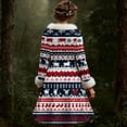 thumbnail image 3 of Women's Casual V-neck Christmas Print Plush Long-Sleeve Casual Dress for Holiday and Everyday Wear, Soft Women's Winter Dress with Festive Design,Dark Blue,XL, 3 of 4