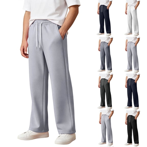 jiaxiM Boys Wide Leg Sweatpants 4-14Y Open Bottom Baggy Sweat Pants Elastic Drawstring Waist Casual Wear Pants with Pockets, School, Playtime, Travel, Outdoor