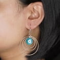 thumbnail image 2 of Turquoise Gemstone Dangle Earring for Women, Handmade Designer Earrings, Silver Plated Fashion Jewelry for Gifts, 2 of 5