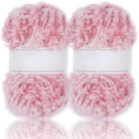 AUQ 2 Skeins / 6 Skeins Super Soft Fur Yarn Chunky Fluffy Faux Fur Yarn Eyelash Yarn for Crochet Knit - Total Length 2×32m (2×35yds,50g×2)