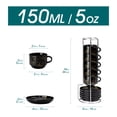 thumbnail image 5 of Vancasso 4 oz Coffee Mug Sets of 6, Stackable Espresso Cups with Saucers & Metal Stand, Ceramic Cappuccino Cups for Espresso, Tea, Black, 5 of 8