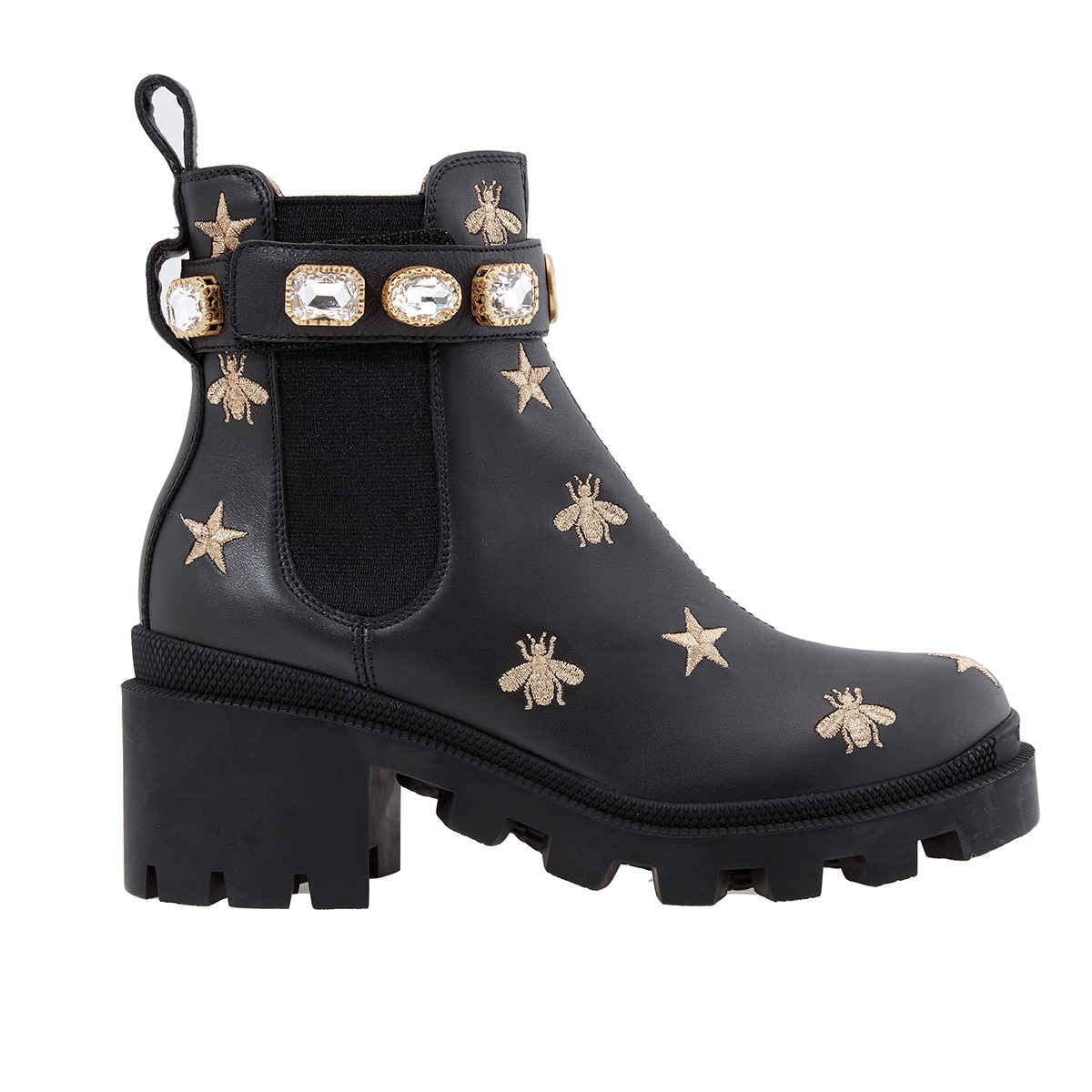 leather ankle boot with belt gucci
