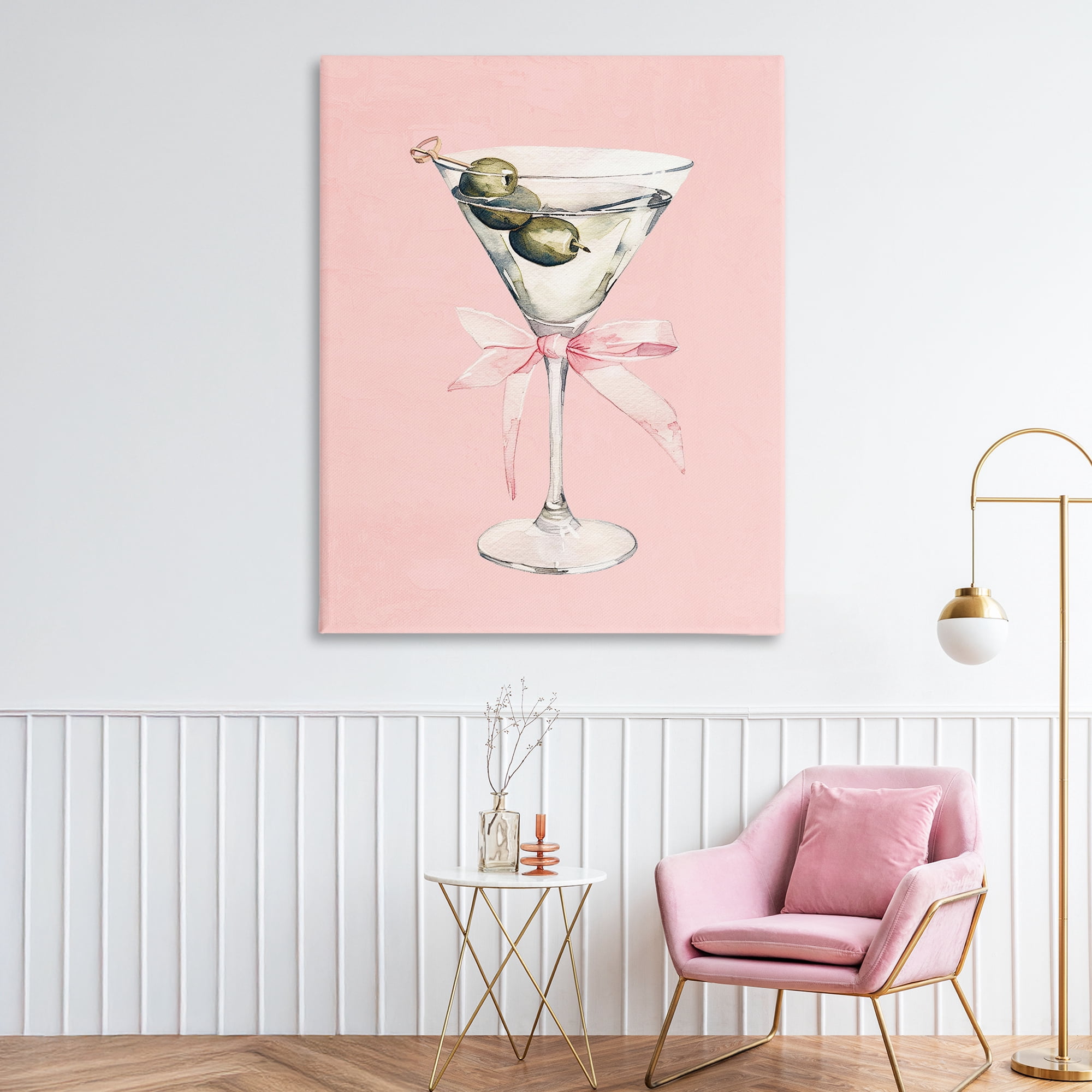 Stupell Industries Martini with Pink Bow Canvas Wall Art, design by Kim Allen