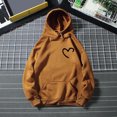 thumbnail image 3 of Gibobby Sudadera cómoda para mujer Sudadera con capucha de color sólido informal para mujer Suéter con capucha estampado de amor con bolsillos （Marrón， XXL), 3 of 4
