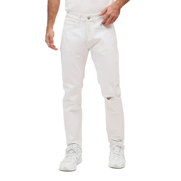 Jeans de mezclilla MCHK 8048. Slim roto. Color blanco. Para hombre