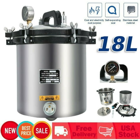 TOP.E New 18 Liter Steam Autoclave Sterilizer Lab Stainless Steel Pressure Sterilizer