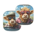 thumbnail image 5 of Uorisanigo Funny Highland Cow Driving Hawaii Pack of 2 Front Window Sun Shade Portable Car Sunshade Cute Sun Heat Protection Sun Blocker Visor Protector Keep Car Cool Washable, 5 of 7