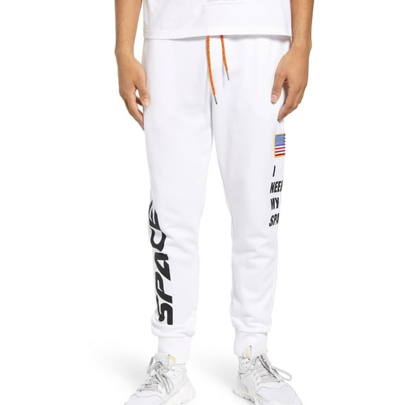 Elevenparis Mens Lasa Knit Athletic Jogger Pants, White, X-Large