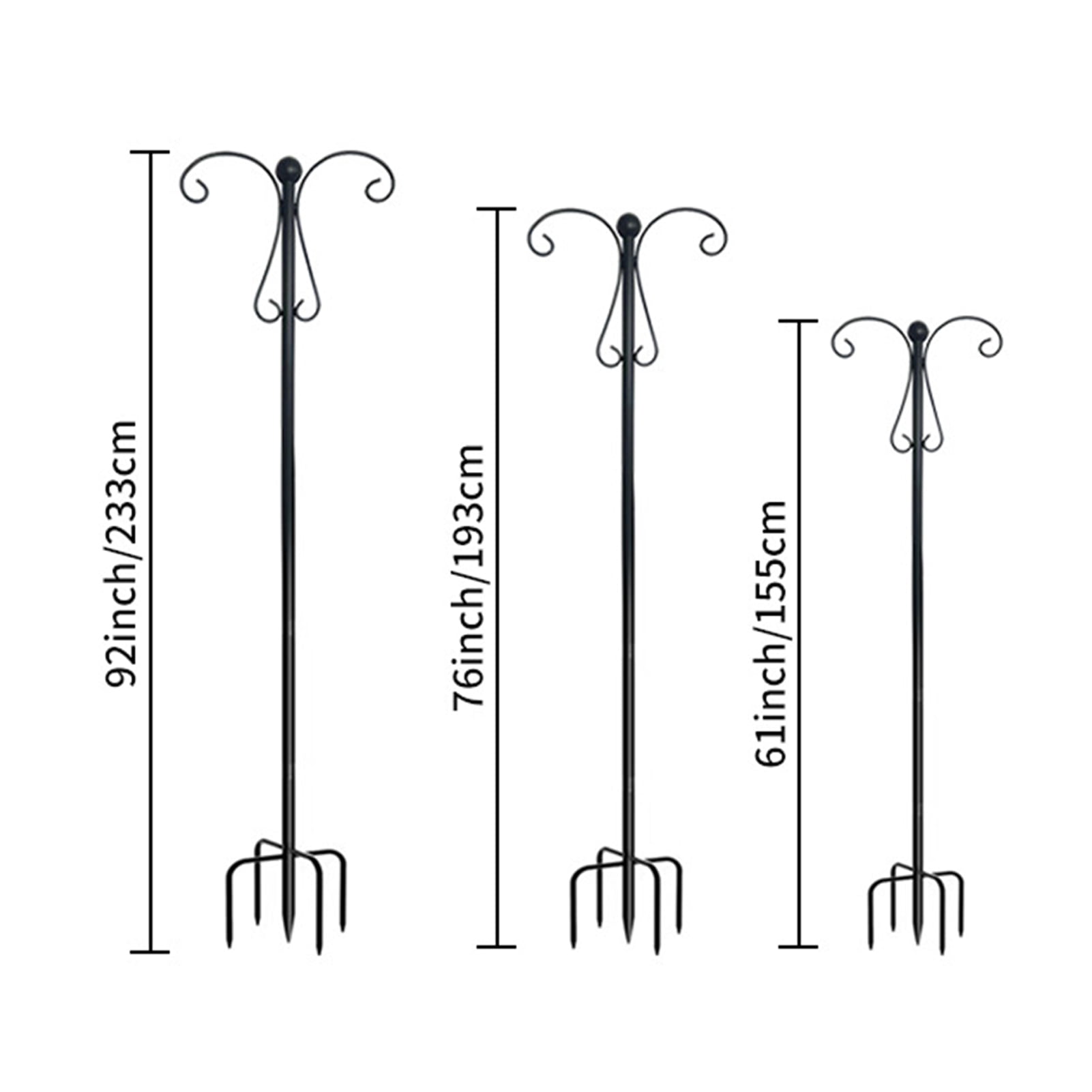 Sylvtty Outdoor Shepherd Hook Double Hooks Heavy Duty Bird Feeder Pole Shepherd Hook with 5-Prong Base for Hanging Plants Lanterns Wind Chimes