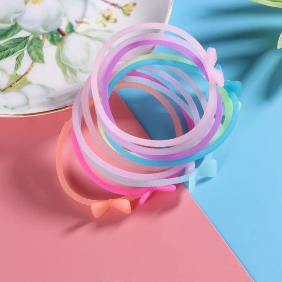 MEIBUTYUP 2-Pack Bow Shape Silicone Hairbands for Women and Girls Ponytail Holders Hair Accessories Assorted Colors
