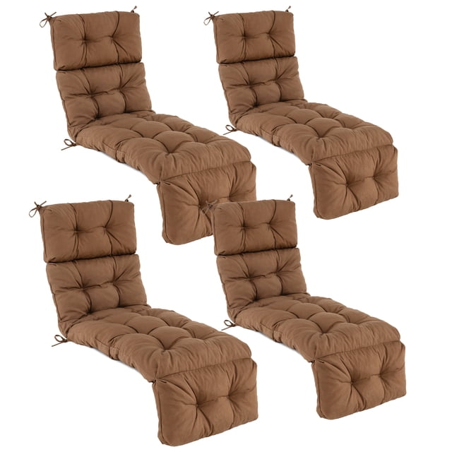 Gymax Set of 4 73'' Lounge Chaise Cushion Padded Recliner Cushion Brown