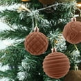 thumbnail image 5 of 12 PCS Flocked Xmas Ornaments for Tree, Xmas Decorative Hanging Ornaments, Boxed Christmas Tree Pendant, Christmas Velvet Balls, Plastic Balls, Flocked Velvet Christmas Tree for Home Decor (Coffee), 5 of 9