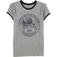 thumbnail image 1 of Mighty Fine Womens Armed Forces Ringer Graphic T-Shirt, Grey, Juniors, X-Large, 1 of 1