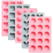 5Pcs Chocolate Silicone Molds, Strawberry/Round/Square/Cartoon/Heart, For Making Candy, Gelatin, Cookies, Chocolate And Tasty Ice Cream