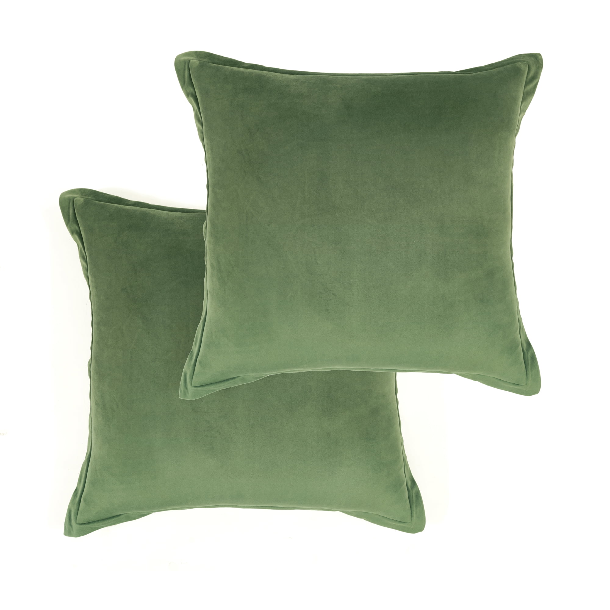 Lush Decor Velvet Dreams Euro Sham Covers 2 Piece Set 25.5" W x 25.5" L + 1.5" Sage - Green Velvet Pillow Cover - Euro Pillow Covers - Glam Decorative Pillows for Bed
