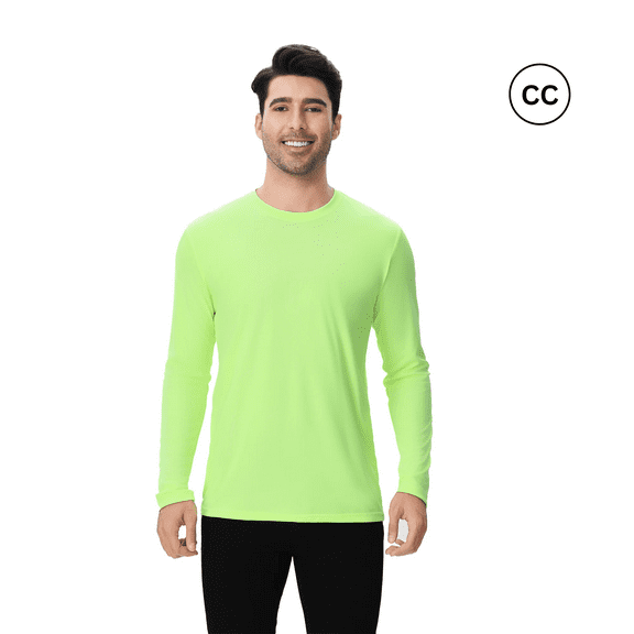 Zfeel High Visibility Safety Work T-Shirt, Men Pure Dry Fit Hi Vis Long Sleeve Safety Tee Shirt Neon Green S
