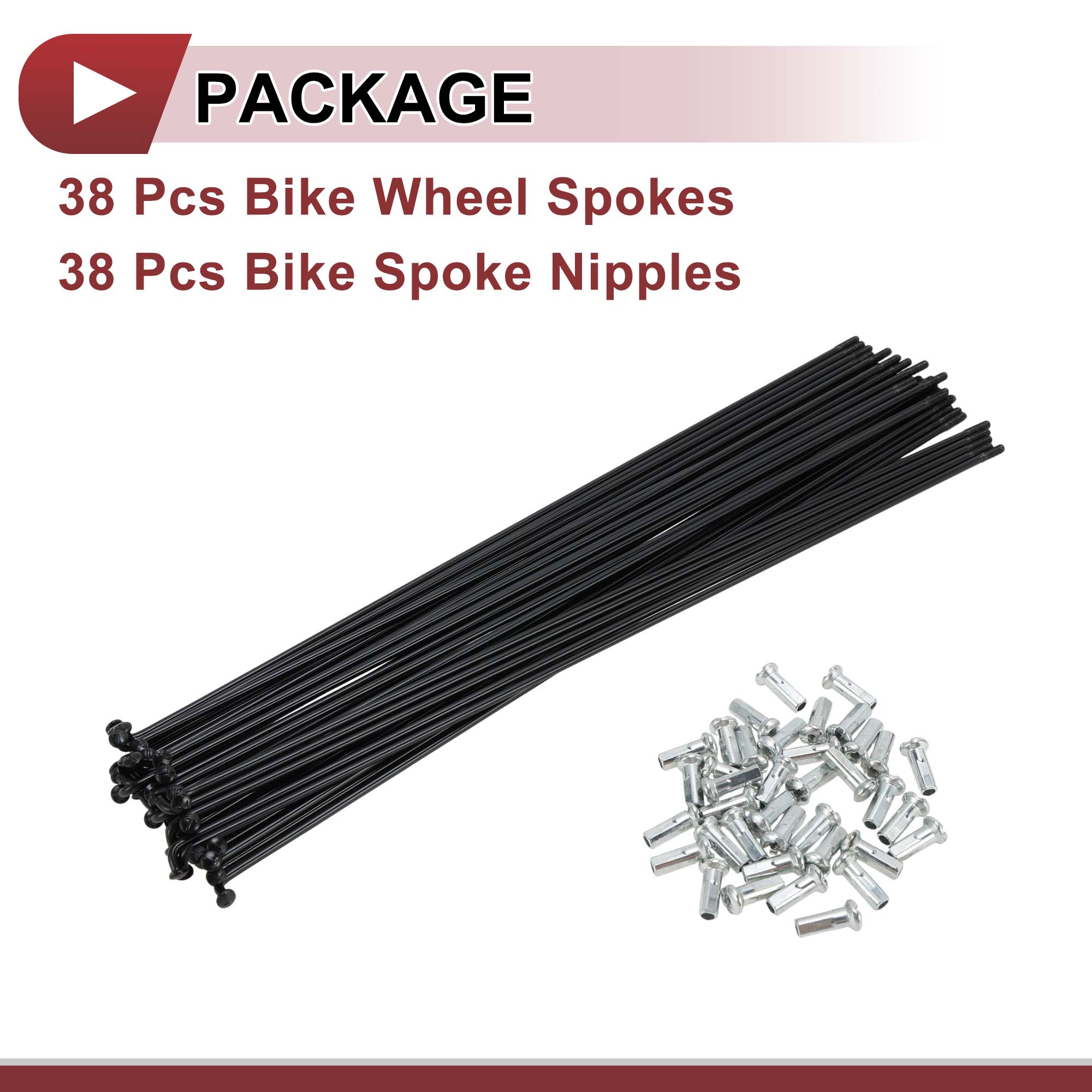 Unique Bargains 38Pcs 13G Bicycle Spokes Bike Wheel Spoke Carbon Steel Black 9.49"