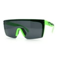 thumbnail image 5 of Polarized 80s Mens Flat Top Bold Shield Lens Rimless Skeleton Arm Sunglasses Green, 5 of 8