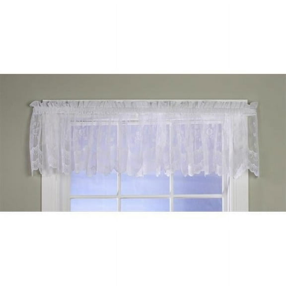 Commonwealth Habitat Mona Lisa Jacquard Scalloped Lace Tailored Valance - 56x15" - White