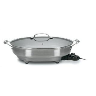 Electric Skillet by Cucina Pro - 18/10 Stainless Steel with Tempered Glass Lid 16 Round